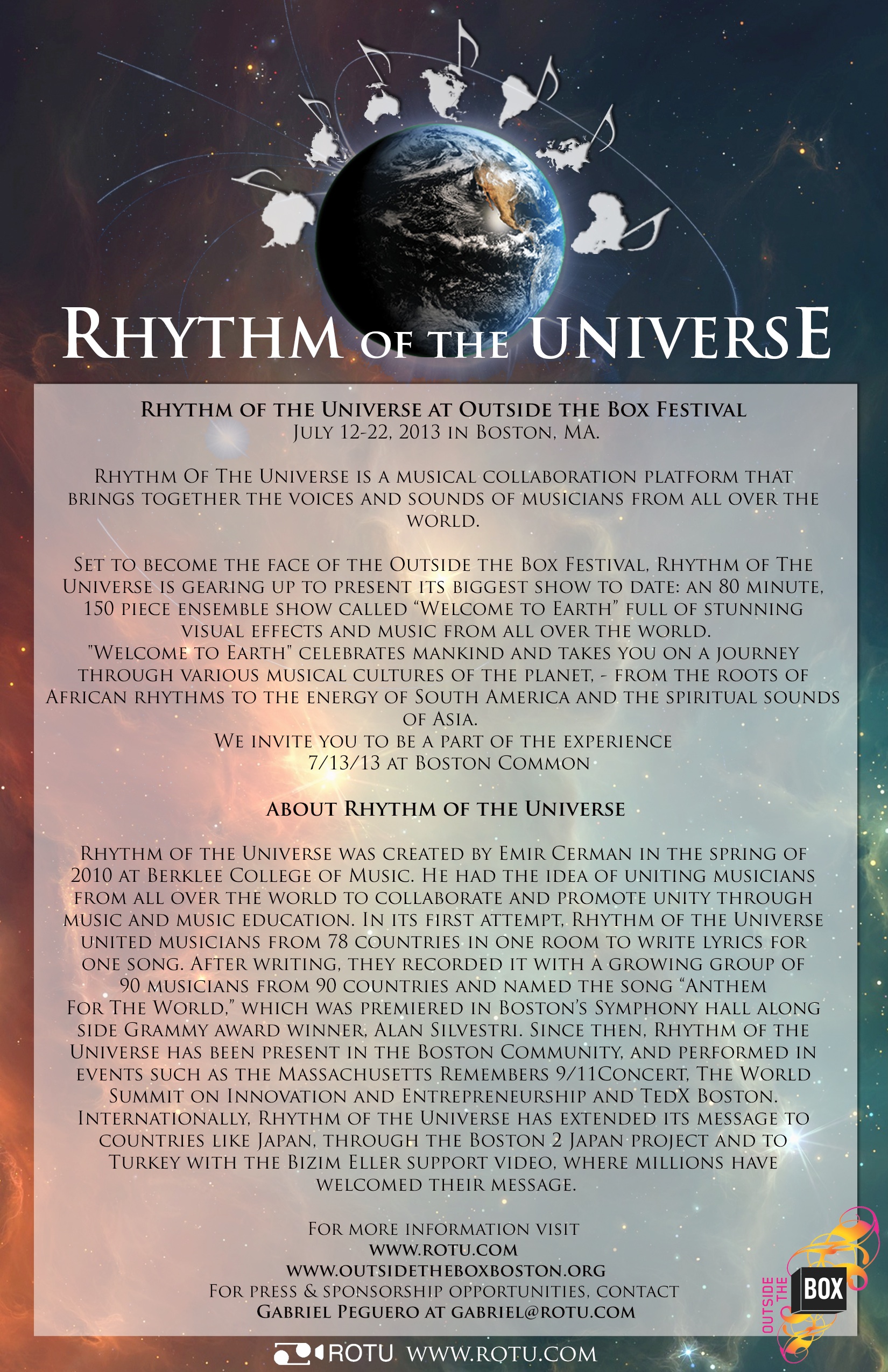 About Rhythm of the Universe @ Outside the Box festival